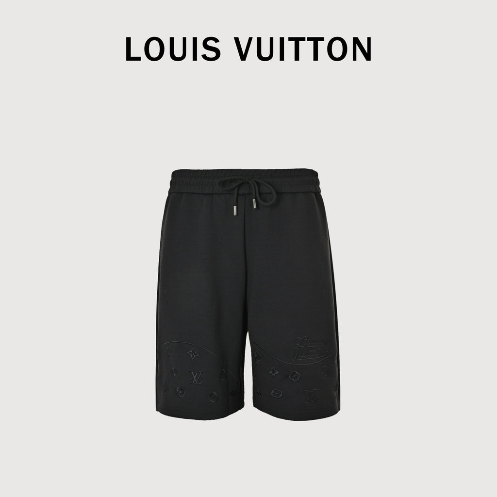 Louis Vuitton Wave Pattern Monogram Embroidered Logo Shorts