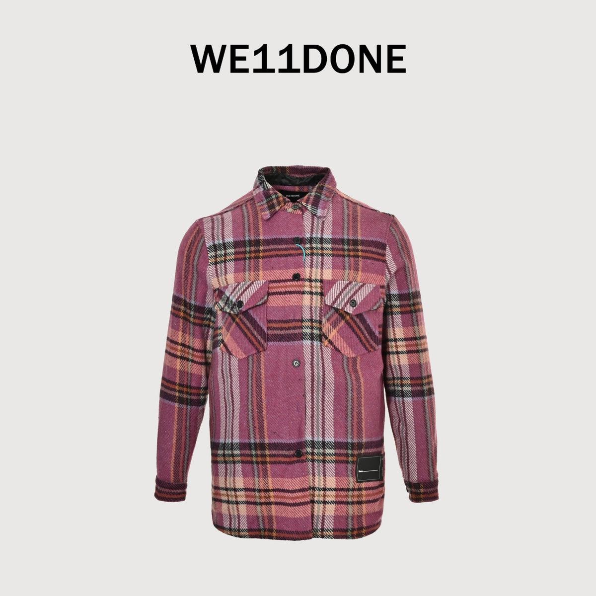 WE11DONE Pink Plaid Wool Overshirt Jacket