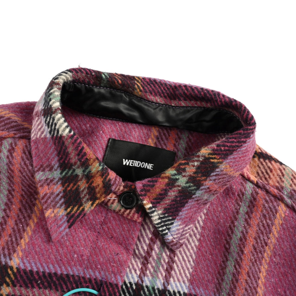 WE11DONE Pink Plaid Wool Overshirt Jacket