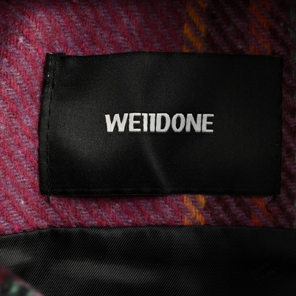 WE11DONE Pink Plaid Wool Overshirt Jacket