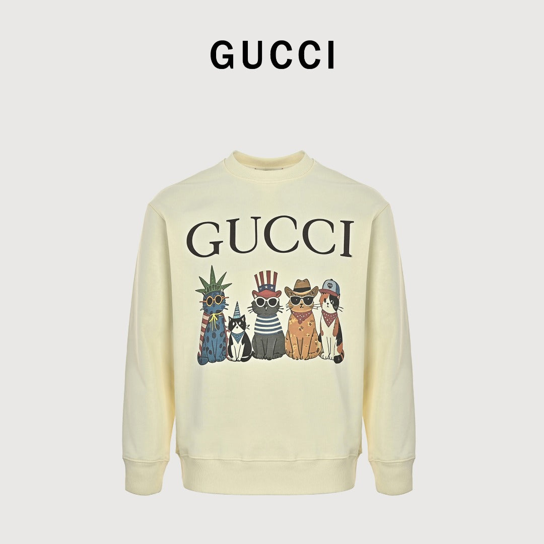 Gucci Whimsical Cartoon Cat Gang Series Crewneck Sweatshirt