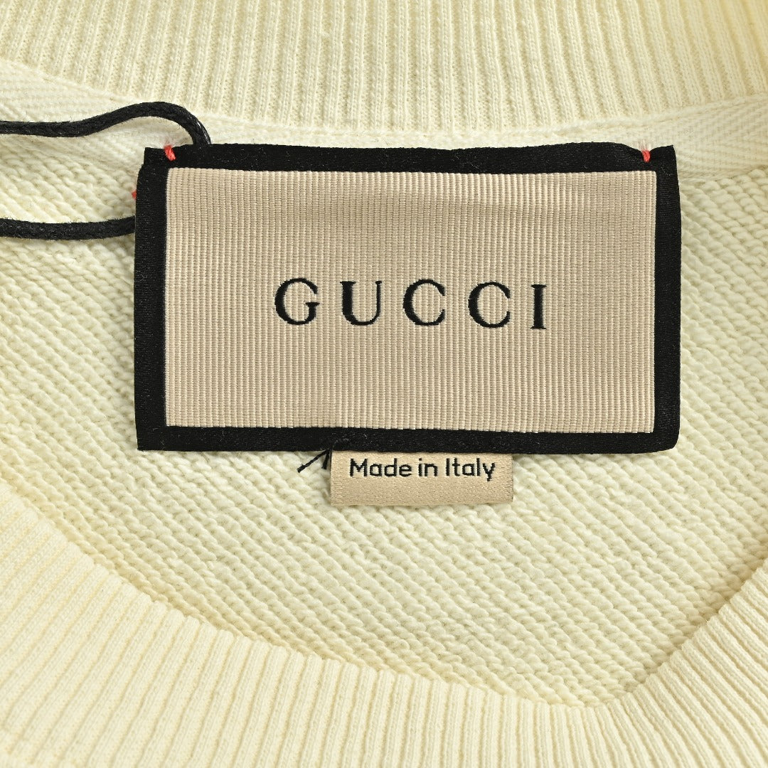 Gucci Whimsical Cartoon Black Cat Picnic Series Crewneck Sweatshirt