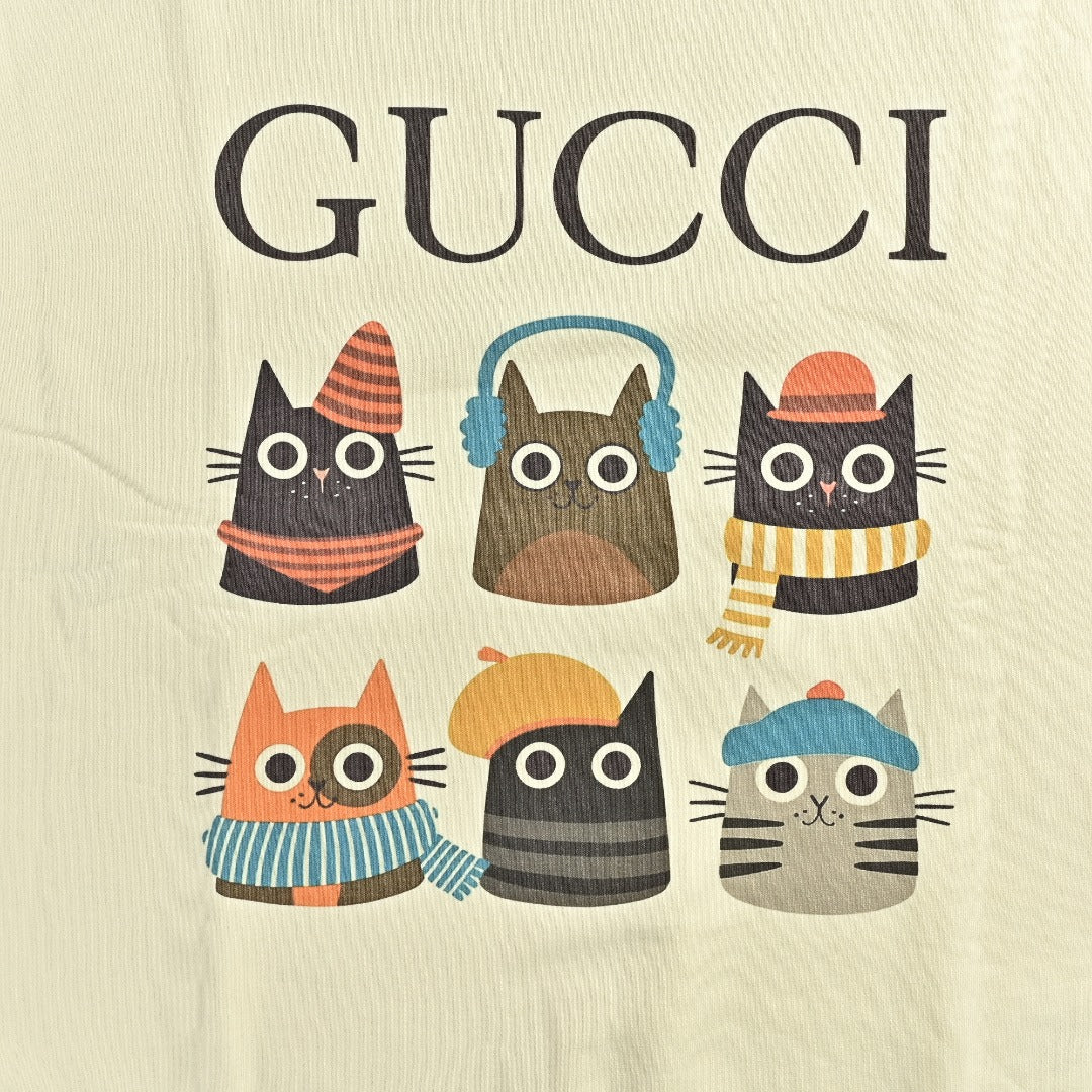Gucci Whimsical Cartoon Six Cats Portrait Series Crewneck Sweatshirt