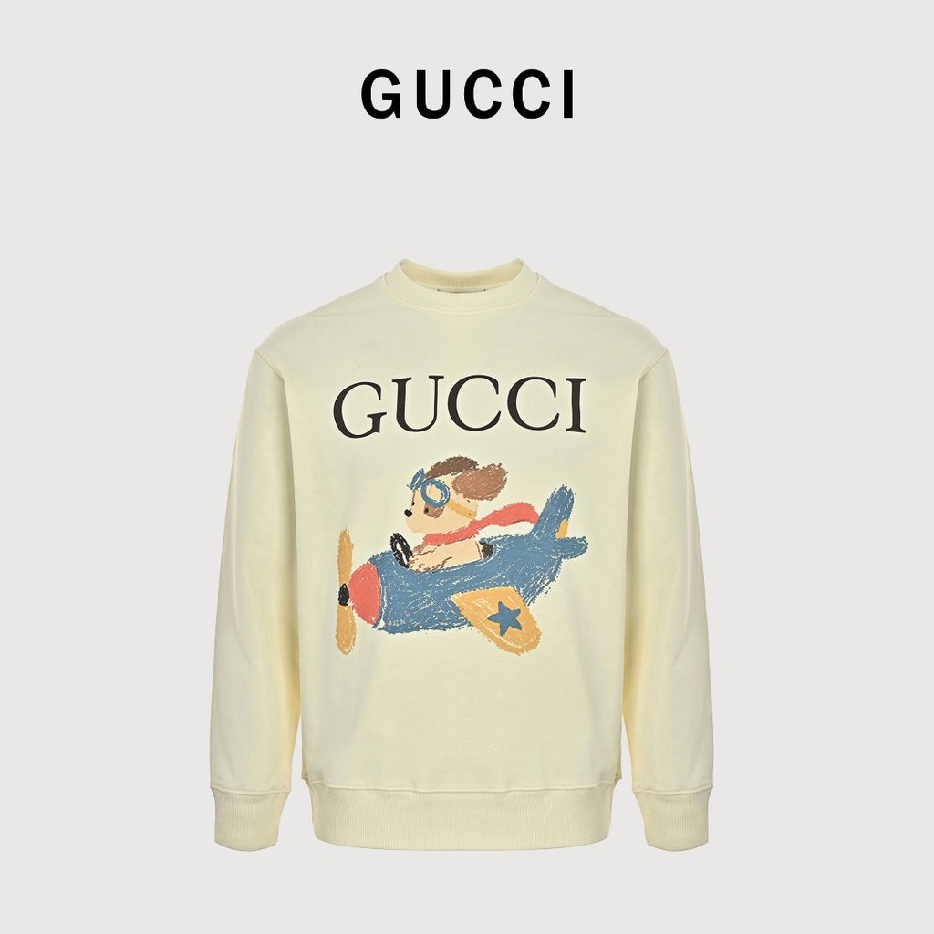 Gucci Whimsical Cartoon Aviator Dog Series Crewneck Sweatshirt