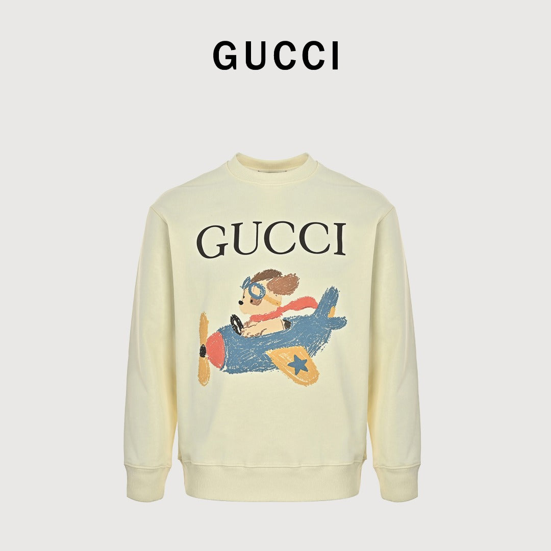 Gucci Whimsical Cartoon Aviator Dog Series Crewneck Sweatshirt
