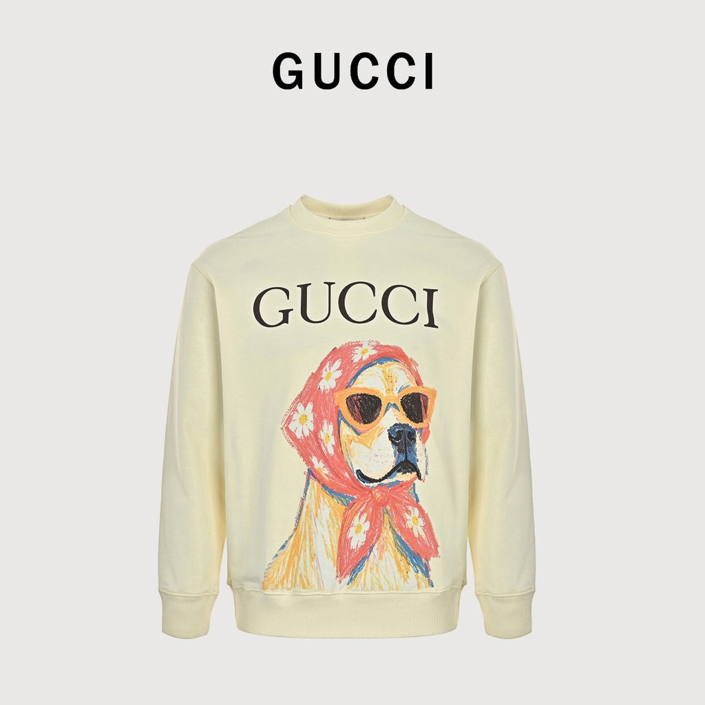 Gucci Whimsical Cartoon Glamour Dog Series Crewneck Sweatshirt