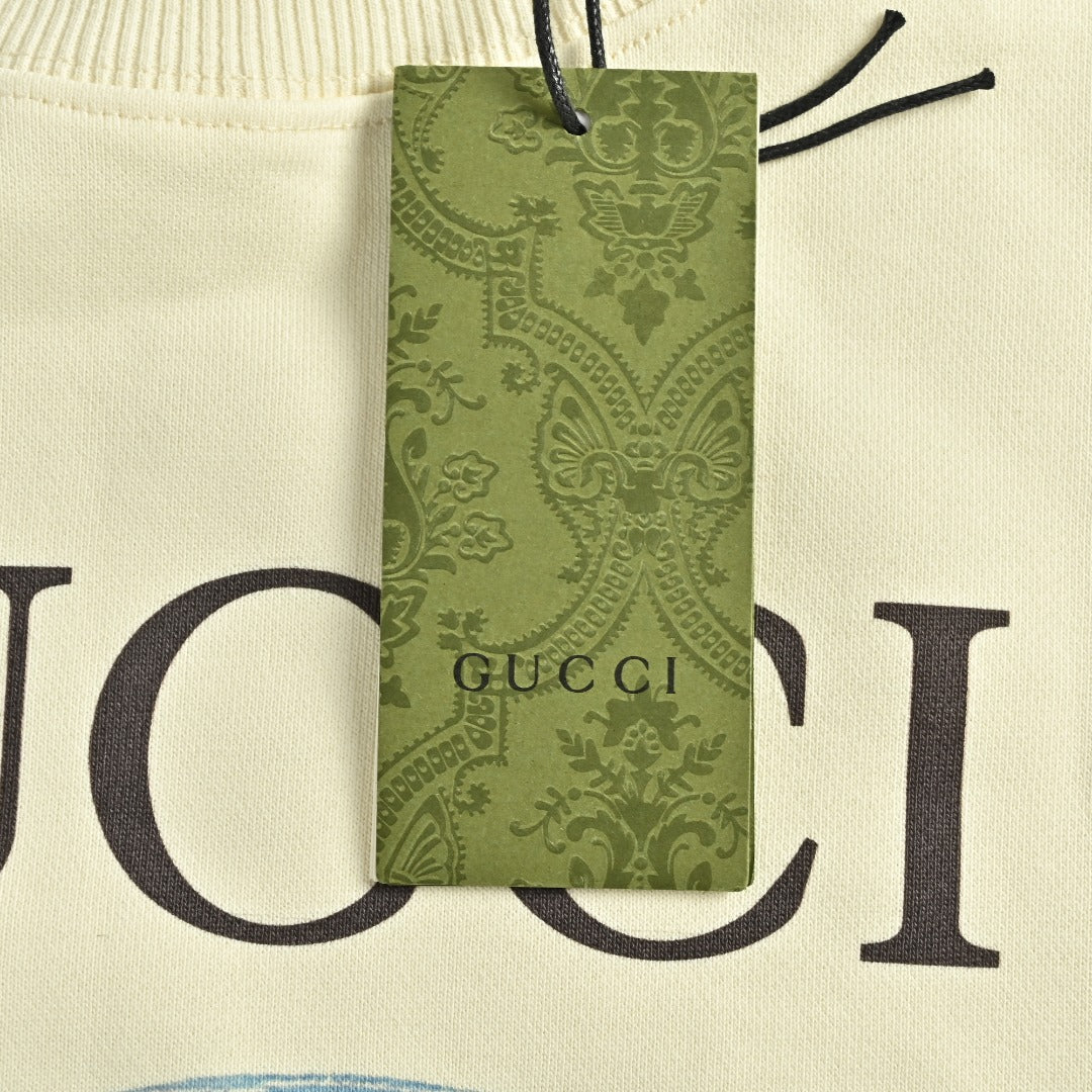 Gucci Whimsical Cartoon Elephant & Bird Rainy Day Series Crewneck Sweatshirt