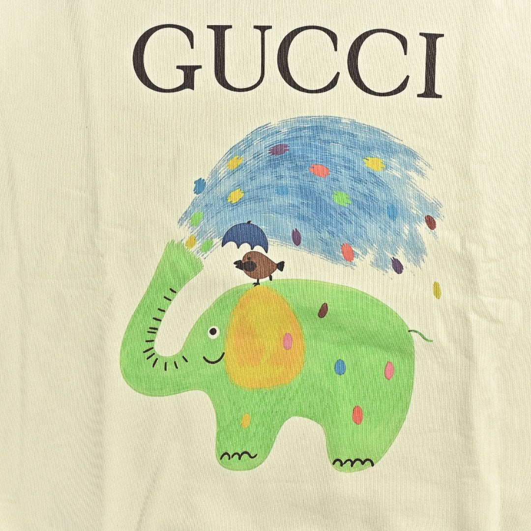 Gucci Whimsical Cartoon Elephant & Bird Rainy Day Series Crewneck Sweatshirt