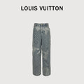 Louis Vuitton Heart Leather Patch Monogram Wide-Leg Jeans
