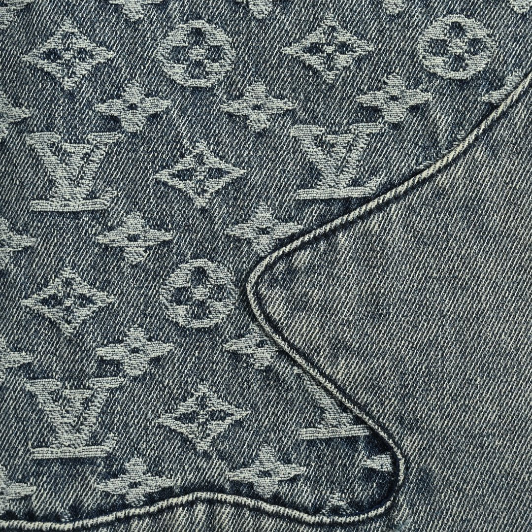 Louis Vuitton Heart Leather Patch Monogram Wide-Leg Jeans