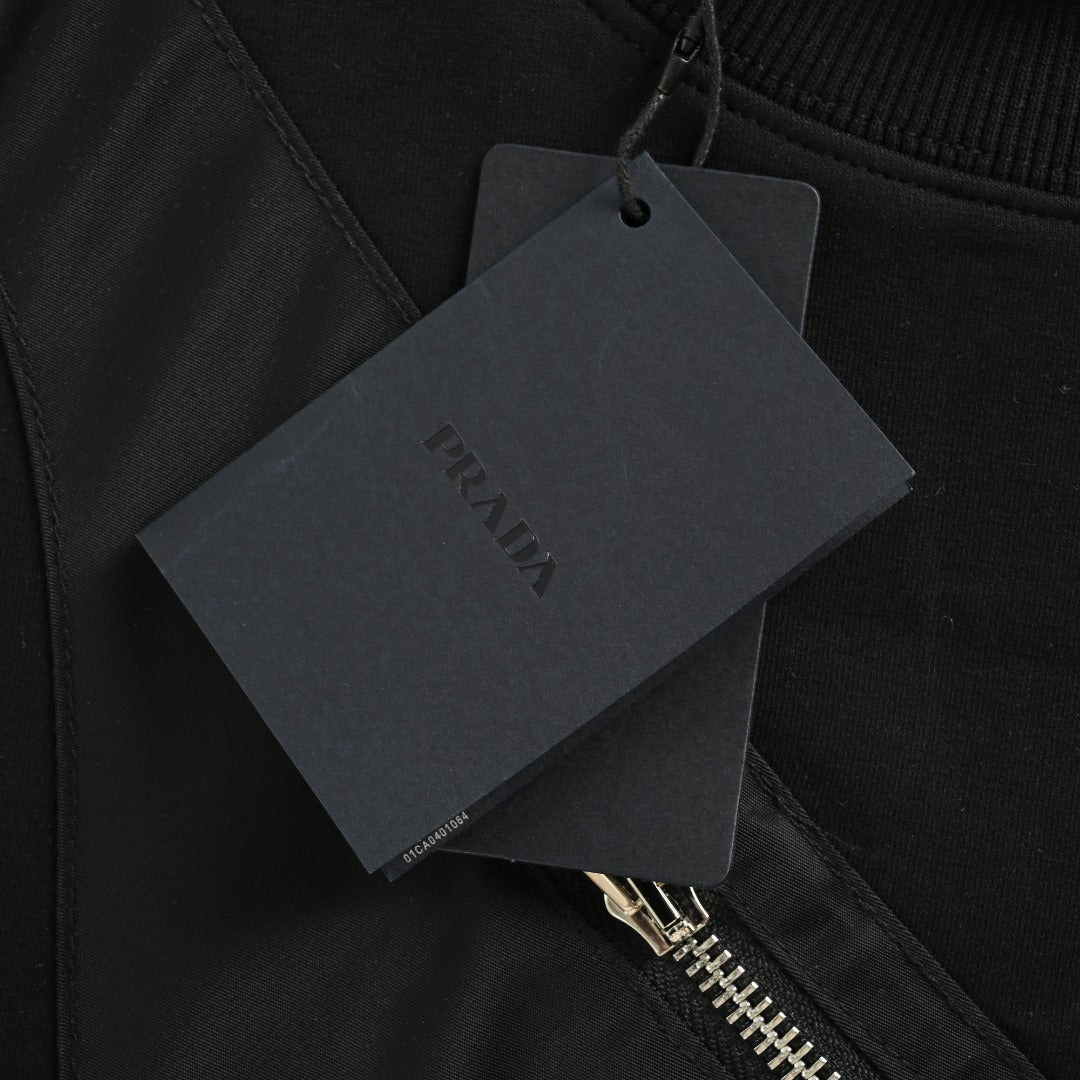 Prada Backpack Pocket Crewneck Sweatshirt Black