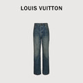 Louis Vuitton LV Leather Back Pocket Straight-Leg Jeans