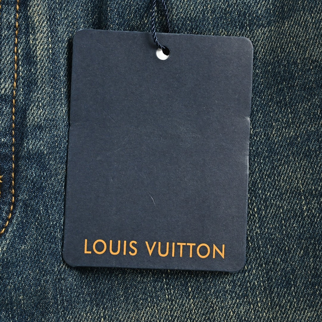 Louis Vuitton LV Leather Back Pocket Straight-Leg Jeans