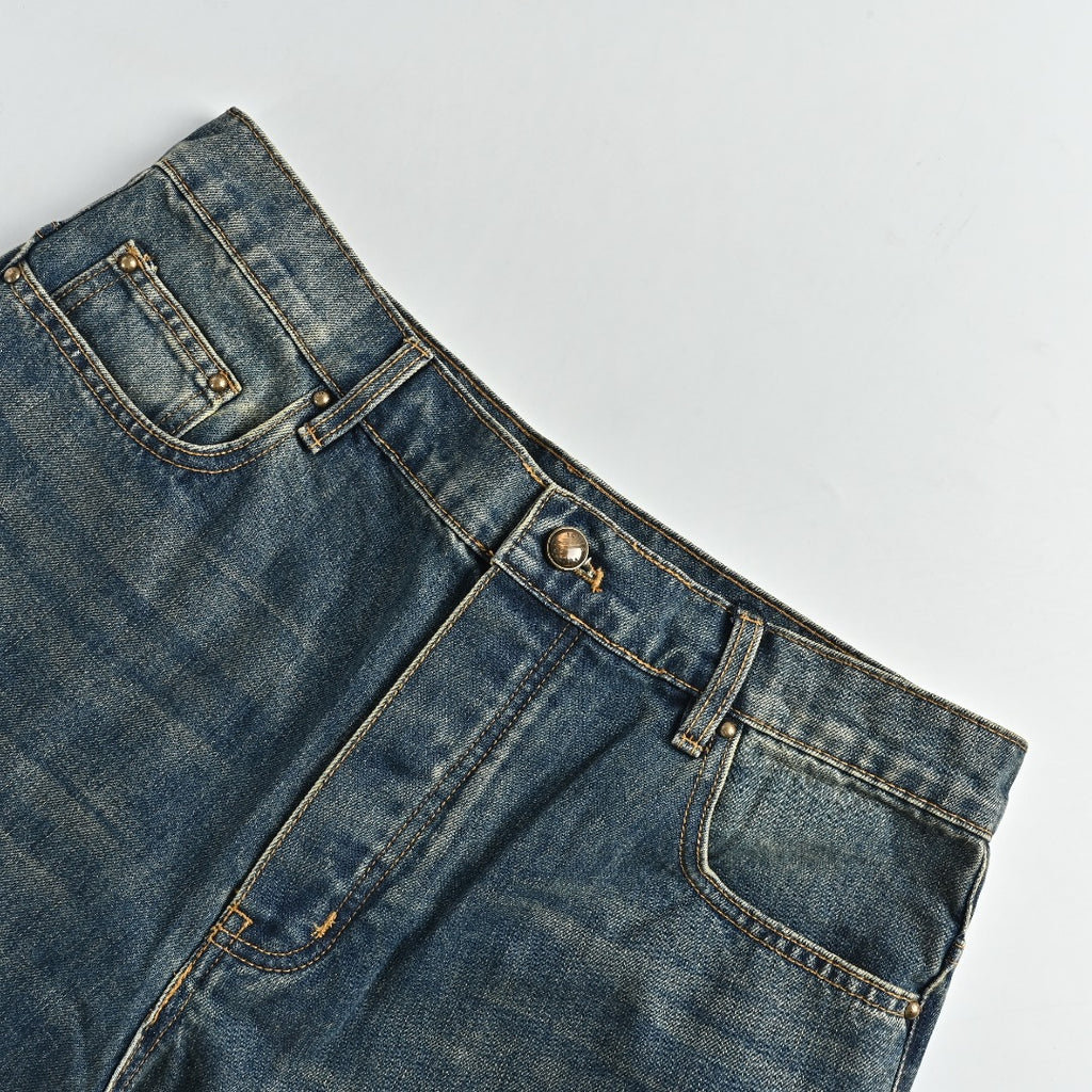 Louis Vuitton LV Leather Back Pocket Straight-Leg Jeans