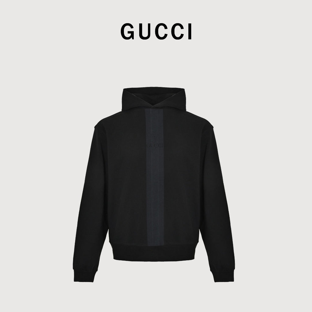 Gucci Front Web Stripe Hoodie Sweatshirt Black