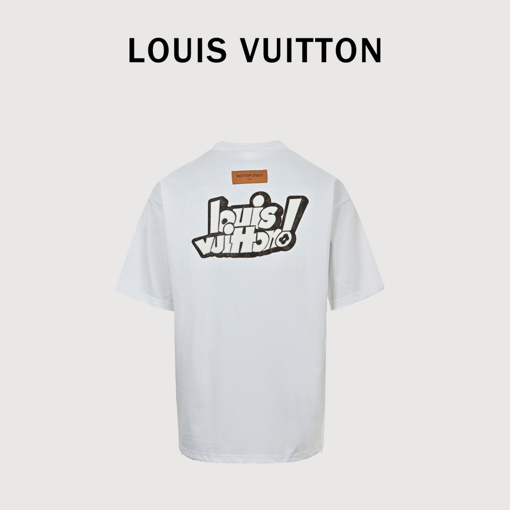 Louis Vuitton 26SS Front & Back Leather Letter Logo T-Shirt White