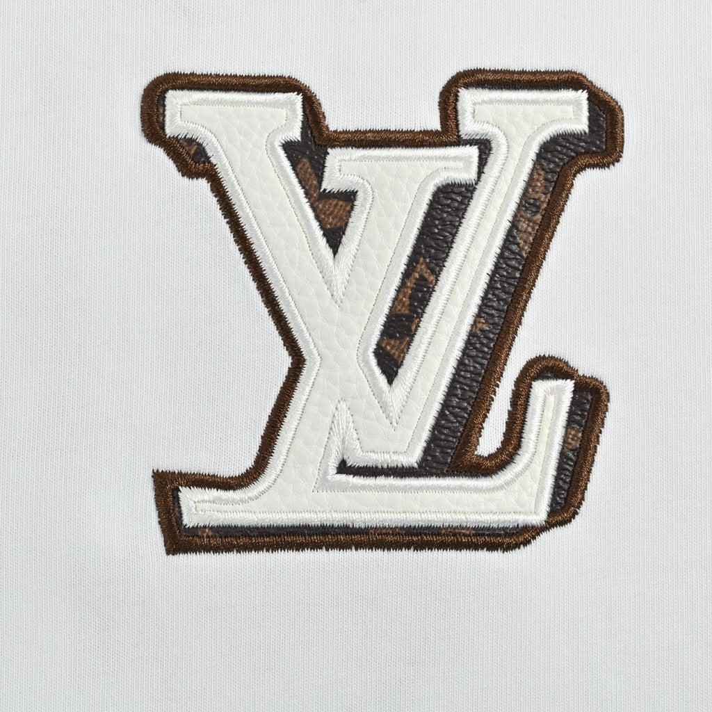 Louis Vuitton 26SS Front & Back Leather Letter Logo T-Shirt White