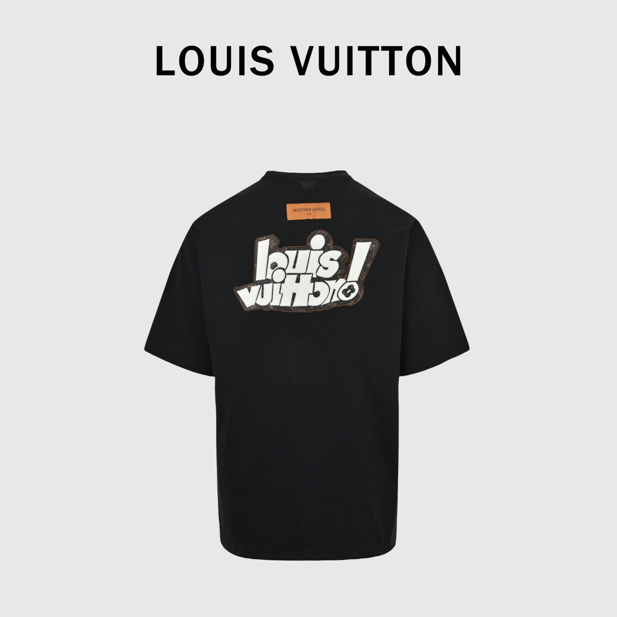 Louis Vuitton 26SS Front & Back Leather Letter Logo T-Shirt Black
