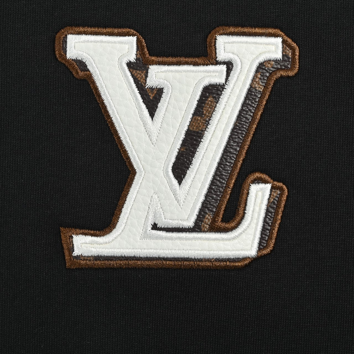 Louis Vuitton 26SS Front & Back Leather Letter Logo T-Shirt Black