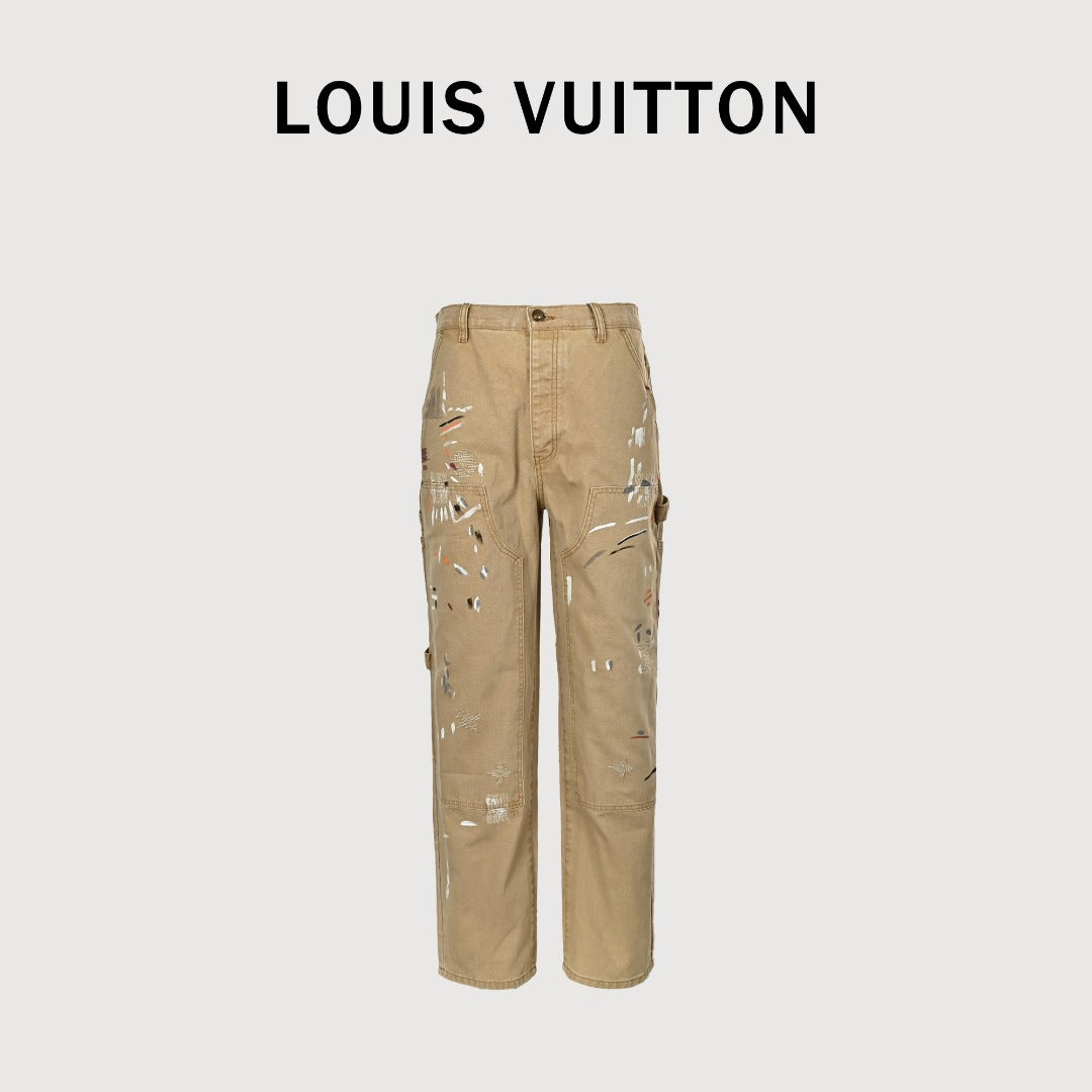 Louis Vuitton LV Splash Ink Graffiti Denim Cargo Pants