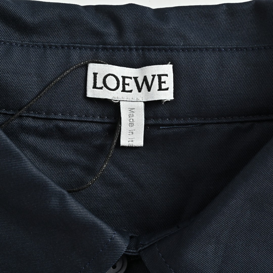 Loewe Anagram Vertical Stripe Embroidered Wool-Blend Long Sleeve Shirt