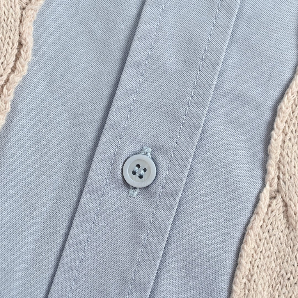 Loewe Anagram Vertical Stripe Embroidered Wool-Blend Long Sleeve Shirt – Sky Blue