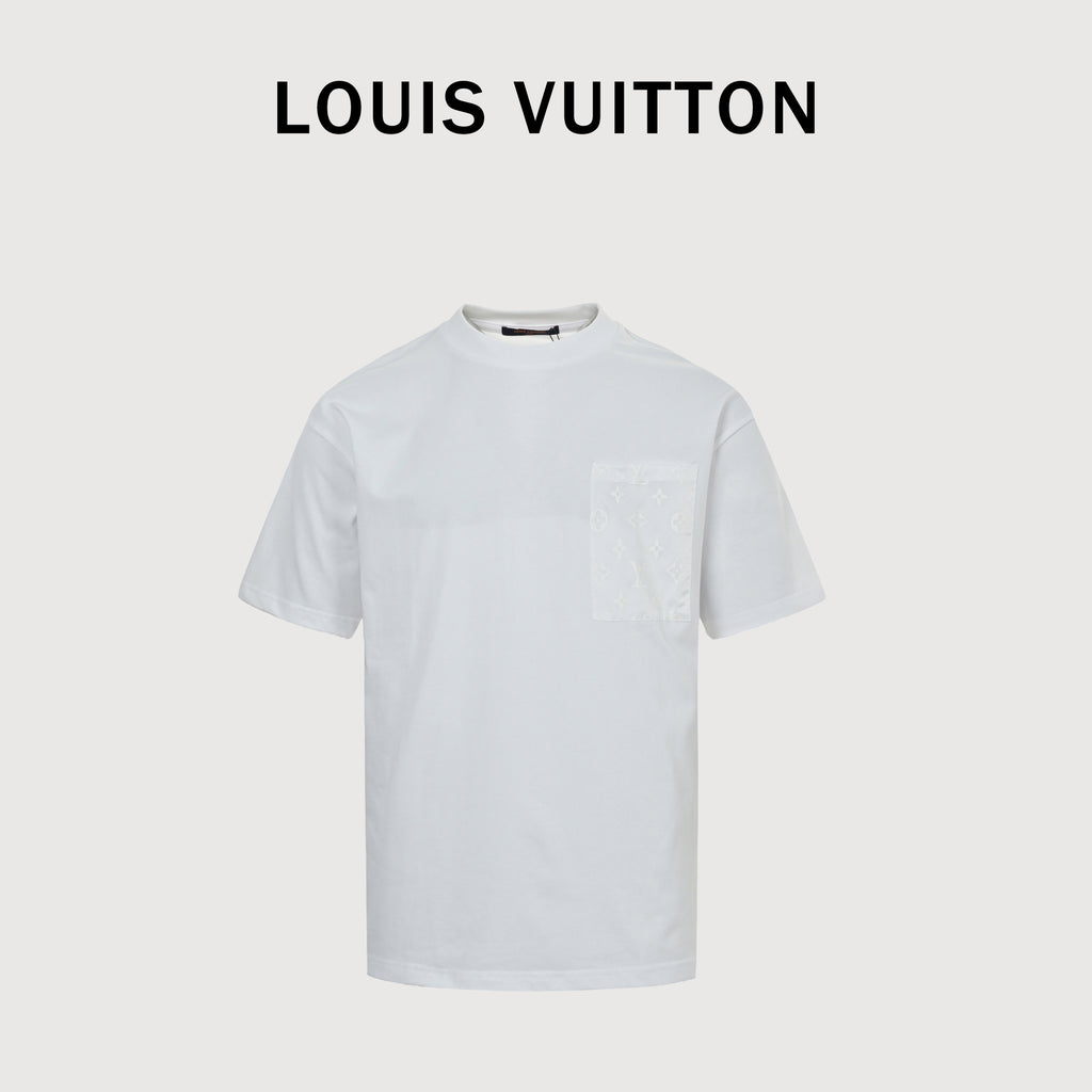 Louis Vuitton LV Shadow Monogram Chest Pocket Short Sleeve T-Shirt — White