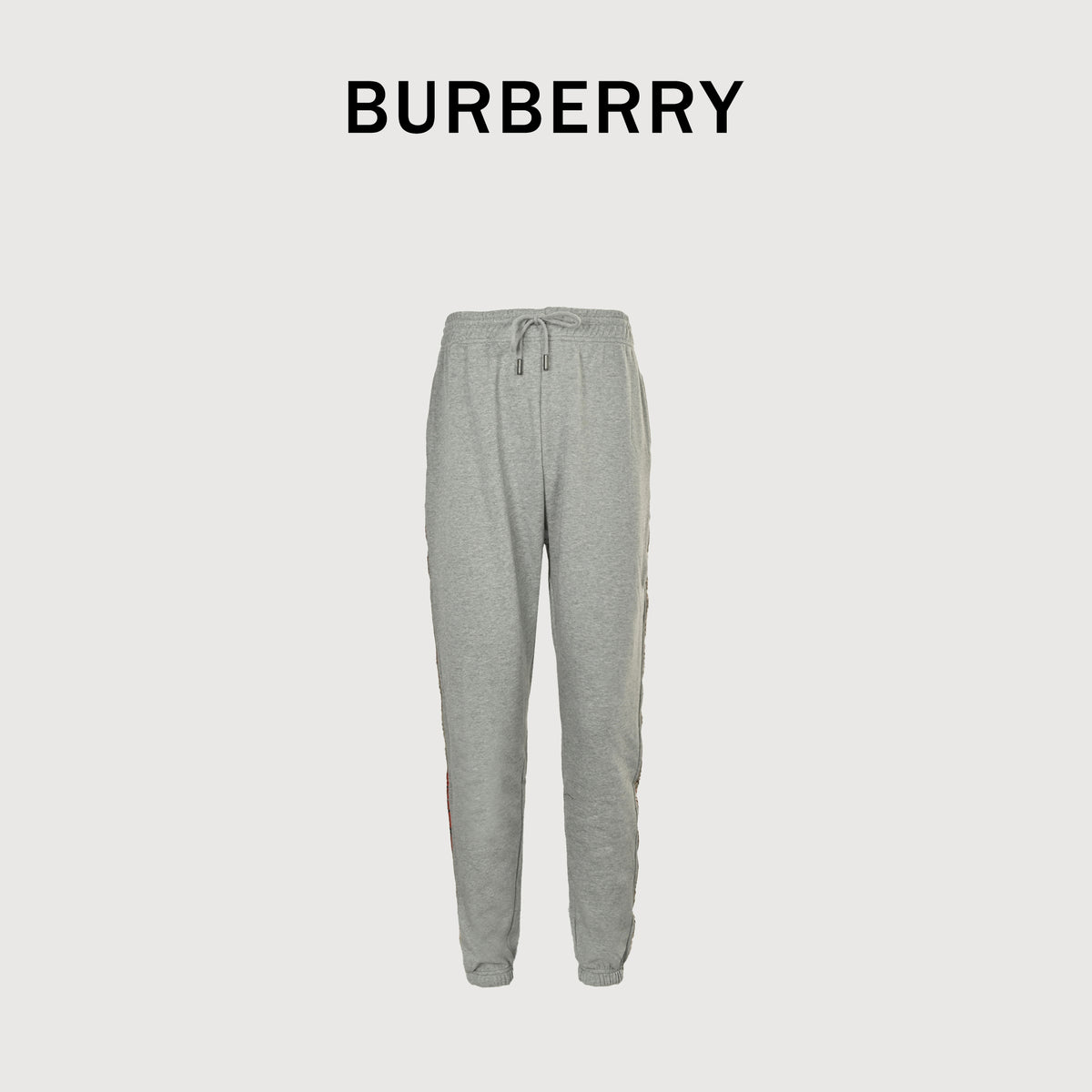 Burberry BBR Side Diamond Check Tape Track Pants — Grey