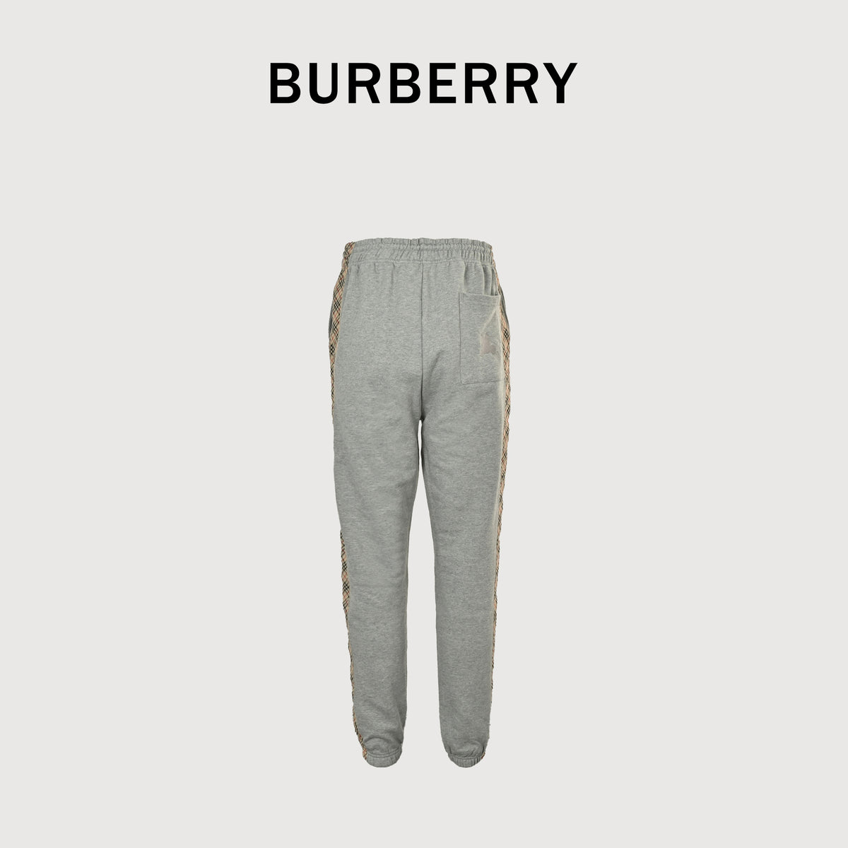 Burberry BBR Side Diamond Check Tape Track Pants — Grey