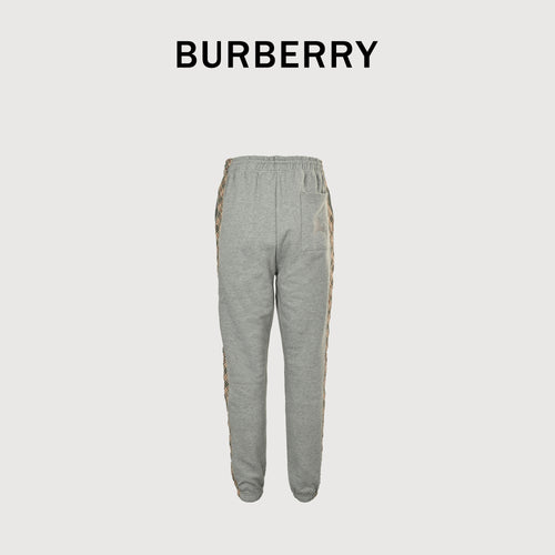 Burberry BBR Side Diamond Check Tape Track Pants — Grey