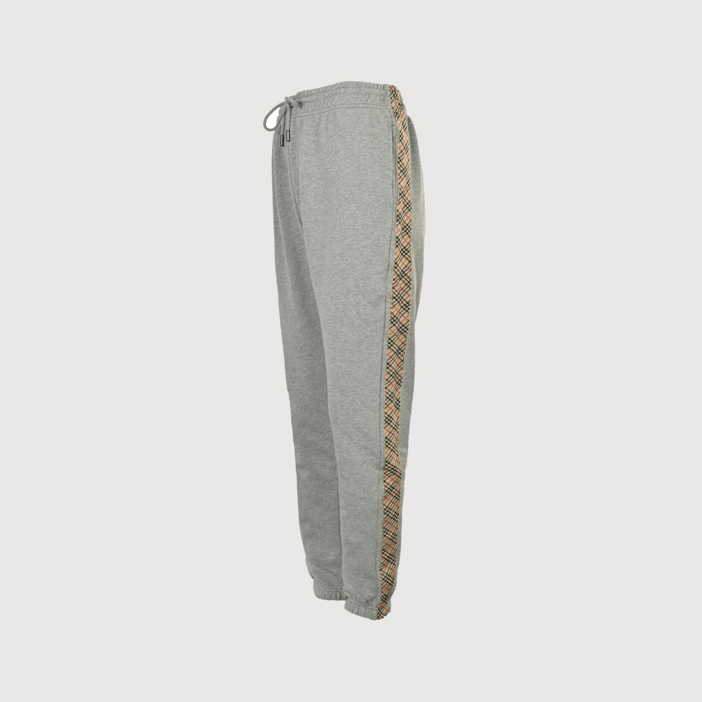 Burberry BBR Side Diamond Check Tape Track Pants — Grey