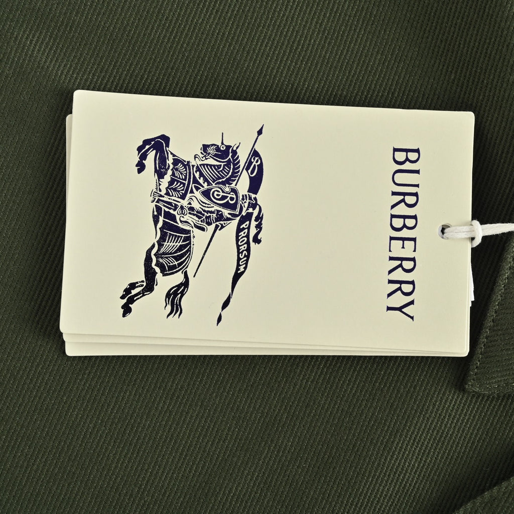 Burberry 25SS Shield Logo Spread Collar Denim Shirt Jacket — Olive