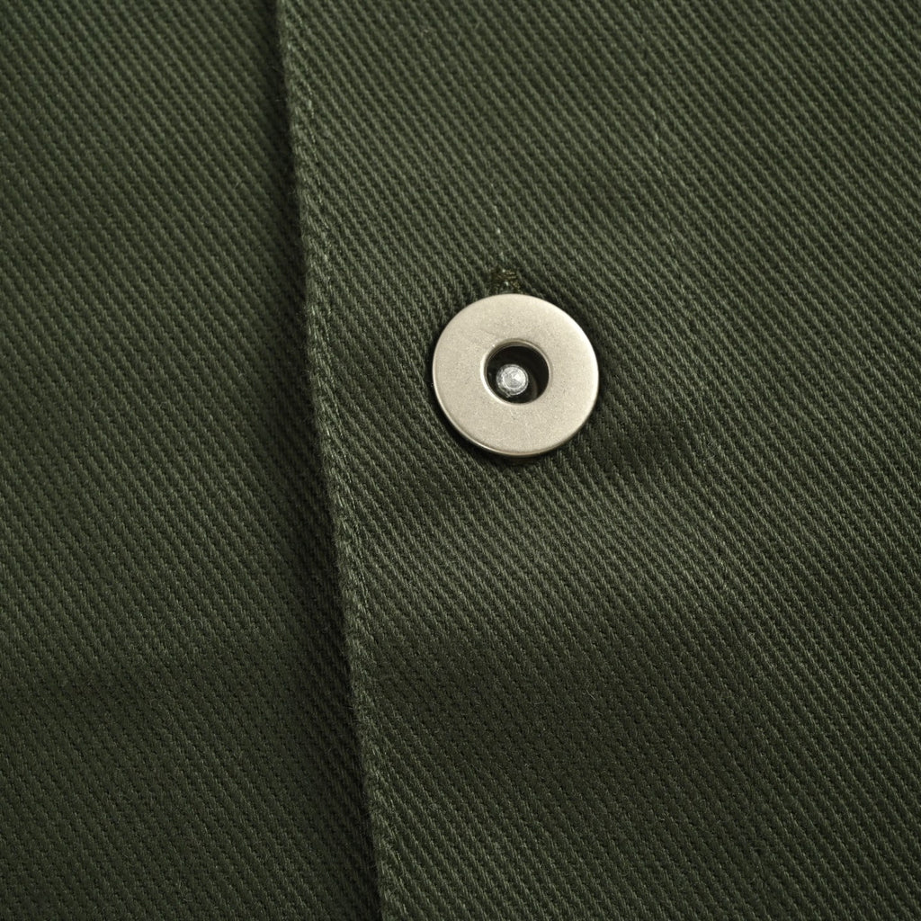 Burberry 25SS Shield Logo Spread Collar Denim Shirt Jacket — Olive