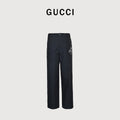 Gucci GUC Monogram Script Print Diagonal Twill Trousers