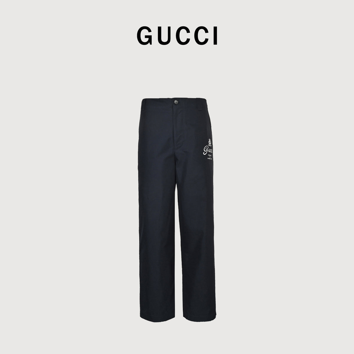Gucci GUC Monogram Script Print Diagonal Twill Trousers