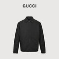 Gucci GUC All-Over GG Jacquard Zip-Up Spread Collar Jacket — Dark Brown