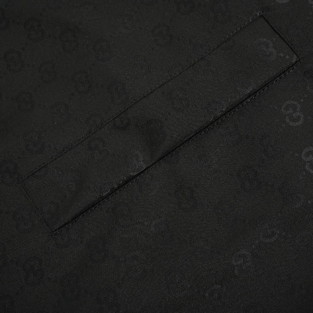 Gucci GUC All-Over GG Jacquard Zip-Up Spread Collar Jacket — Dark Brown