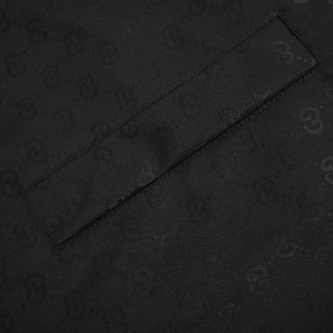 Gucci GUC All-Over GG Jacquard Zip-Up Spread Collar Jacket — Dark Brown