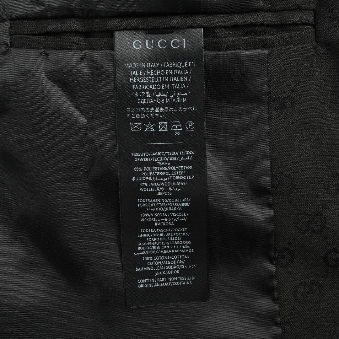 Gucci GUC All-Over GG Jacquard Zip-Up Spread Collar Jacket — Dark Brown