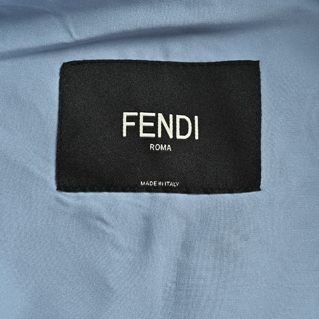 Fendi FF Monogram All-Over Sea Salt Blue Spread Collar Zip-Up Jacket
