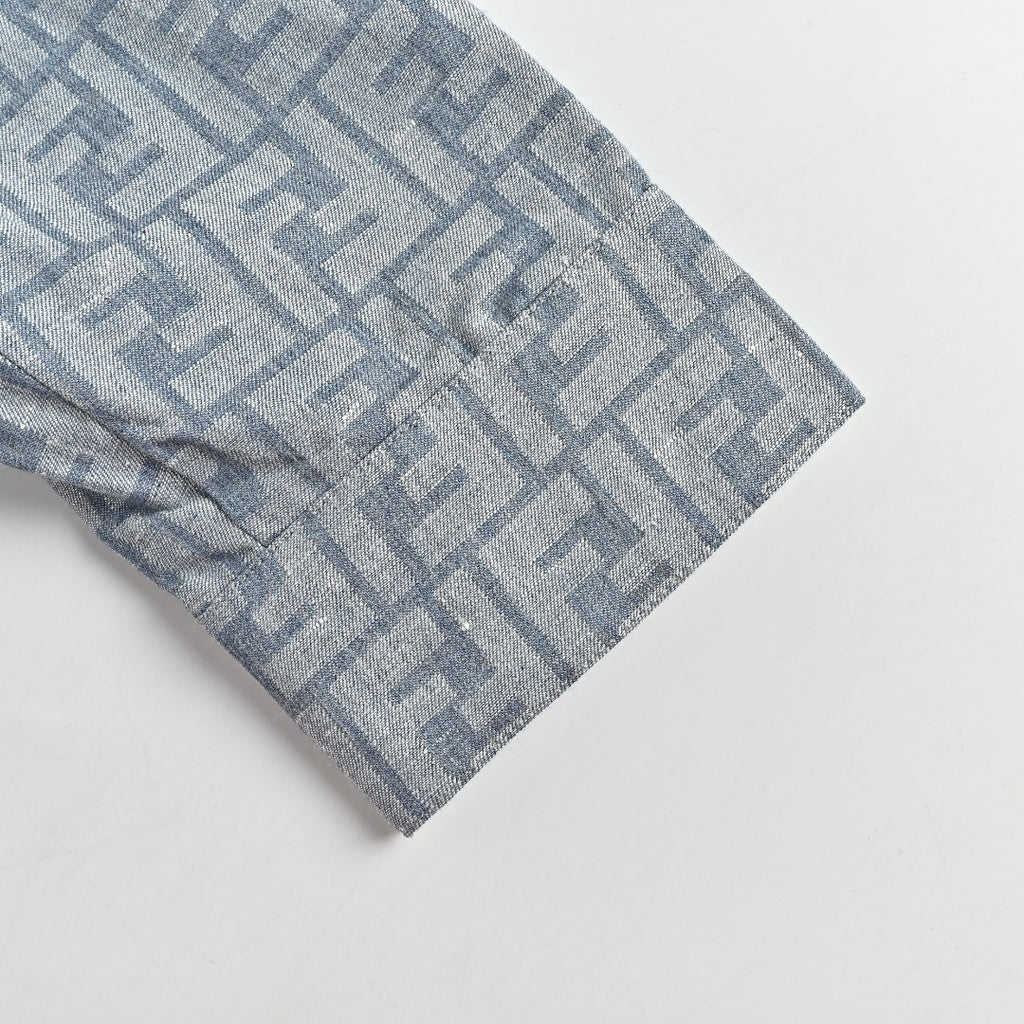 Fendi FF Monogram All-Over Sea Salt Blue Spread Collar Zip-Up Jacket