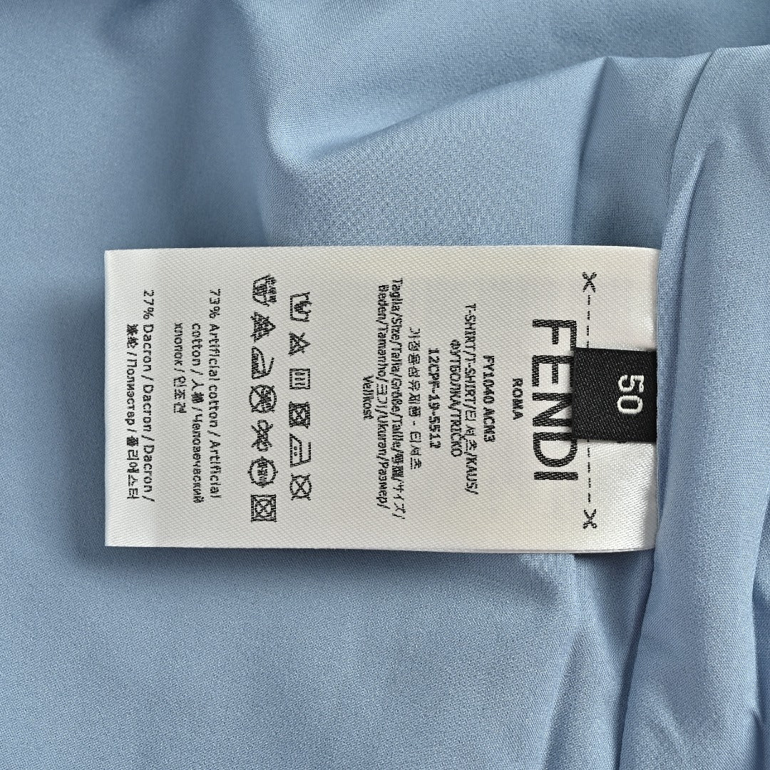 Fendi FF Monogram All-Over Sea Salt Blue Spread Collar Zip-Up Jacket