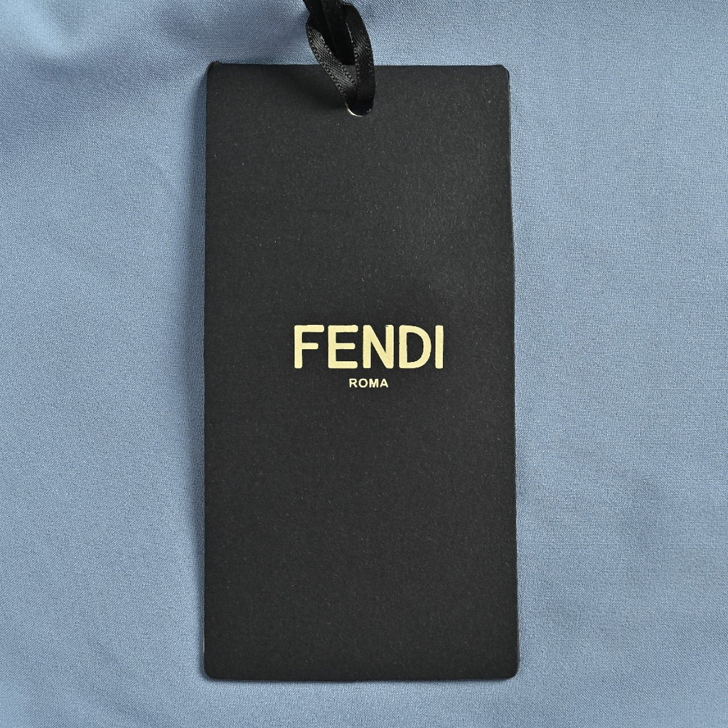 Fendi FF Monogram All-Over Sea Salt Blue Spread Collar Zip-Up Jacket