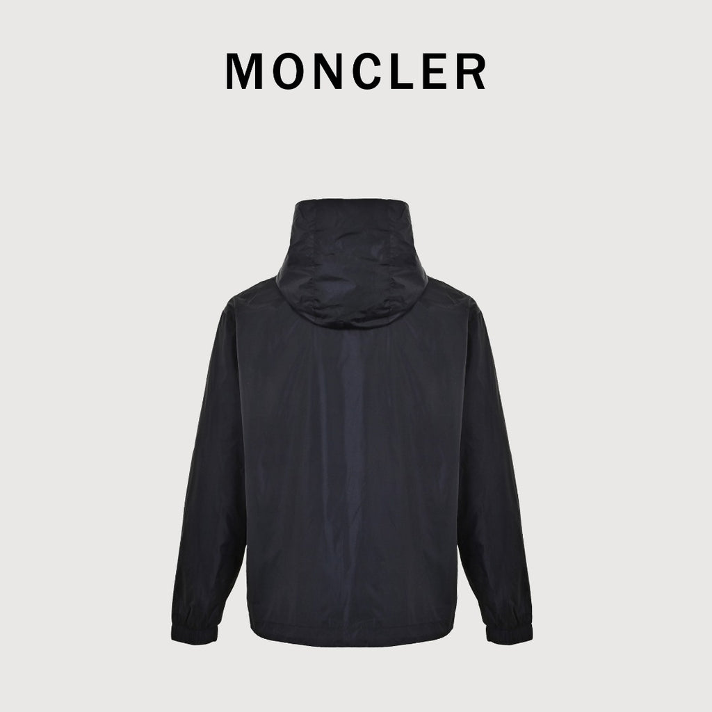 Moncler Chest Logo Embroidered Letter Tape Hooded Zip-Up Jacket