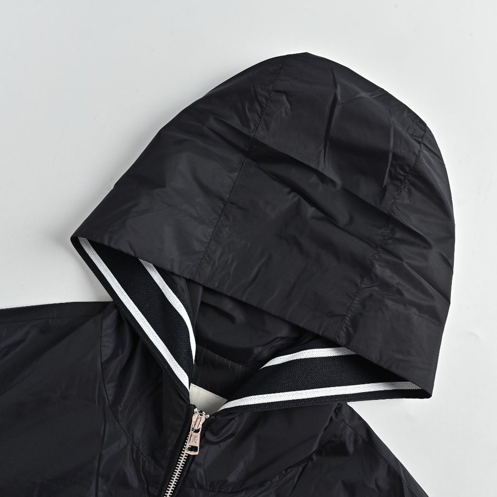 Moncler Chest Logo Embroidered Letter Tape Hooded Zip-Up Jacket