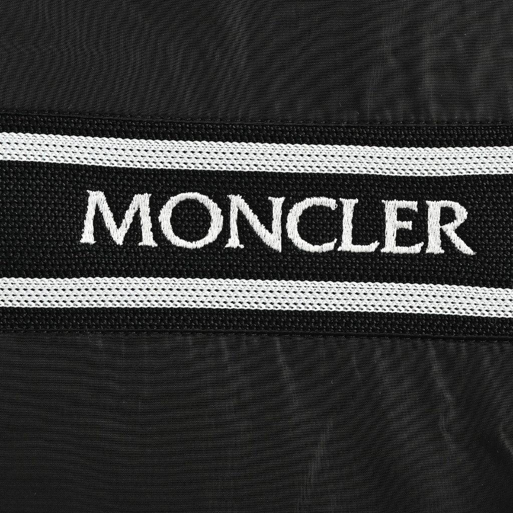 Moncler Chest Logo Embroidered Letter Tape Hooded Zip-Up Jacket — Navy