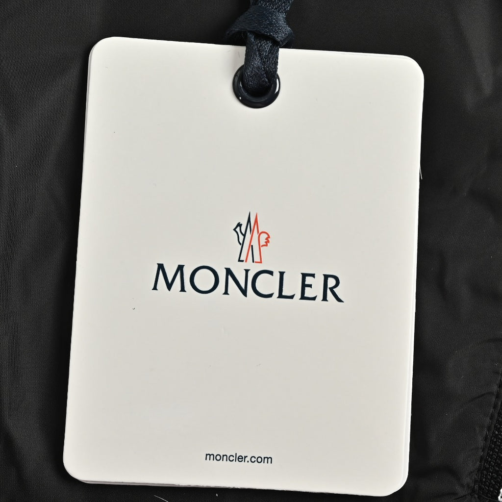 Moncler Chest Logo Embroidered Letter Tape Hooded Zip-Up Jacket — Navy