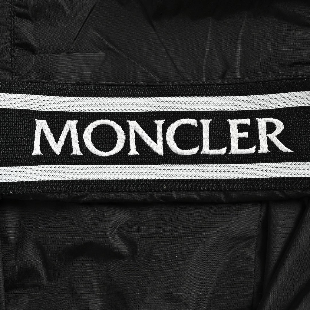 Moncler Chest Logo Embroidered Letter Tape Hooded Zip-Up Jacket — Navy