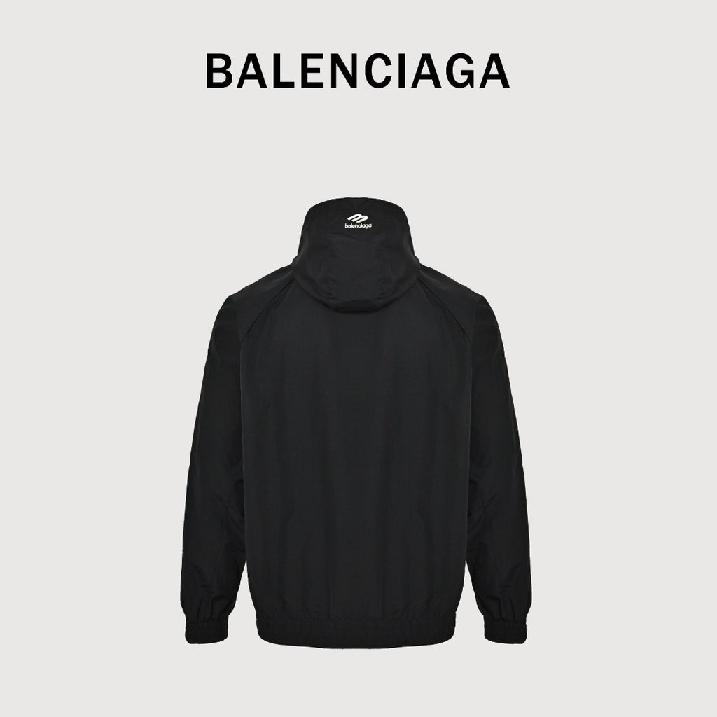 Balenciaga Side Woven Tape Chest 3M Embroidered Hooded Zip-Up Jacket