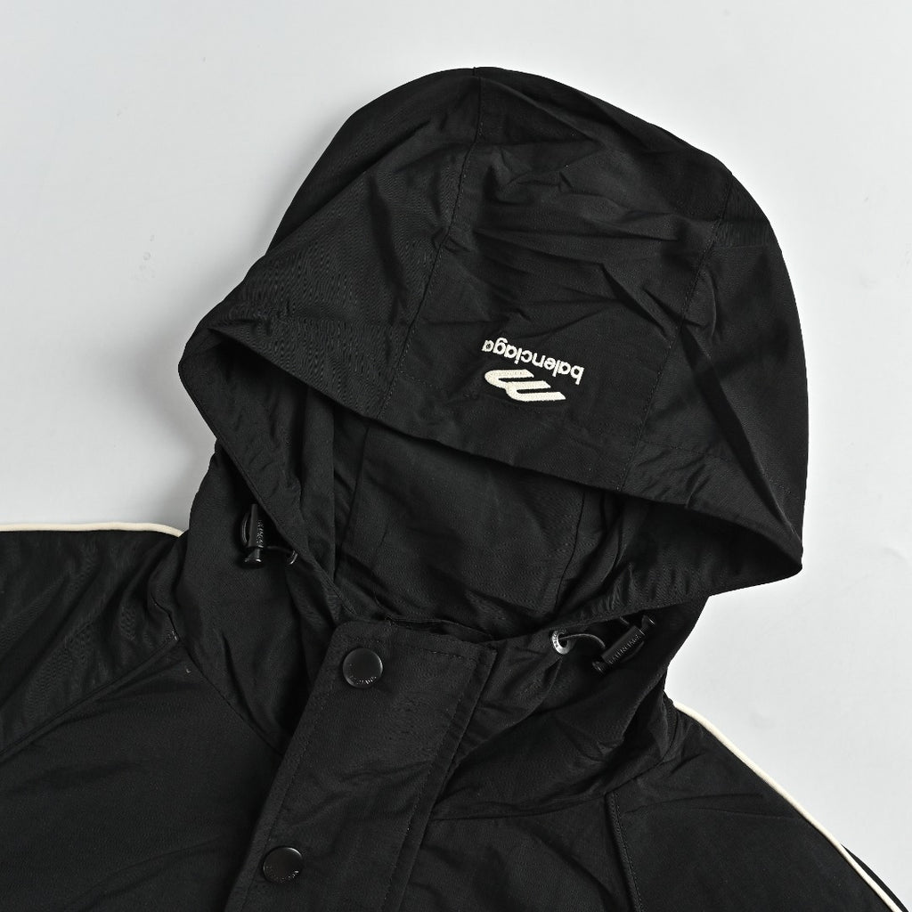 Balenciaga Side Woven Tape Chest 3M Embroidered Hooded Zip-Up Jacket